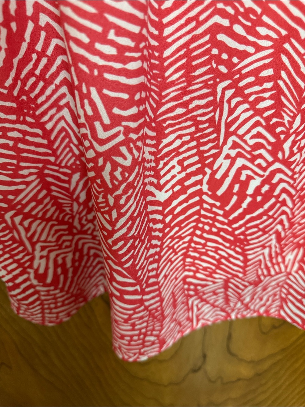 Women's Orange Patterned Elastic-Waist Dress Peekaboo Shoulders Small - Picture 5 of 6